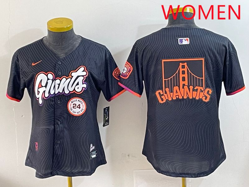 Women San Francisco Giants Blank Black Second generation Joint Name 2025 Nike MLB Jersey style 8